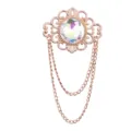 Retro Hofstil Roségold Kristall Edelstein Brosche mit doppelter Kette Quaste für Damen Herren - Bunter Edelstein (Goldene Basis)