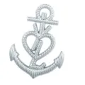 Broche coeur ancre en argent avec design texture corde marine, accessoire mode élégant. - Argent