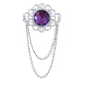 Retro Hofstil lila Edelstein Brosche mit silbernen Ketten, elegantes Metallaccessoire. - Violetter Edelstein (Silberne Basis)