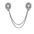 Vintage Kristall Strass Kragen Kette Brosche Pin für Herren Damen Hemd Kragen Clips - Weißer Edelstein (Schwarze Basis)