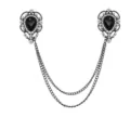 Vintage Gothik schwarzer Strass Kragenkette Brosche Hemd Pin Mode Revers Accessoires - Schwarzer Edelstein (Schwarze Basis)