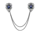 Vintage Metall Kragen Nadel Kette mit blauen Tropfen Edelstein und funkelnden Strasssteinen. - Tintenblauer Edelstein (Schwarzbasis)
