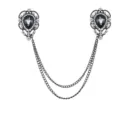 Vintage Hemdkragen Kette Brosche doppelte Schicht Kristall Kragen Nadel Schmuck Zubehör - Grauer Edelstein (Schwarzbasis)