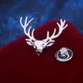 Silberner Hirschkopf Brosche Reversnadel Vintage Anzug Accessoire Metall Anstecknadel - Hirschkopf (Silber)
