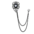 Vintage hohle Wassertropfen Brosche mit Kette und Strass für Damen und Herren Kleidung. - Grauer Edelstein (Schwarzbasis)