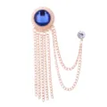 Vintage blaue Edelstein Quaste Brosche fuer Herren Anzug luxuriöse Kette Abzeichen Schmuck - Königsblau Strass (Goldbasis)