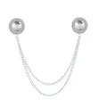 Silver rhinestone double collar chain pin vintage shirt collar decor jewelry for men - White Gemstone (Silver Base)