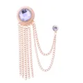 Spilla vintage dorata con pietra preziosa e nappa catena uomo abito gioiello moda - Strass Bianco (Base Oro)