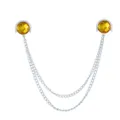 Stylish double-layer shirt collar chain with yellow crystal gems, perfect for vintage apparel. - Yellow Gemstone (Silver Base)