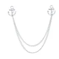 Silberner Anker Doppelkette Kragennadel vintage maritime Hemd Brosche Mode Zubehör - Silberner Anker