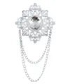 Vintage zilverkleurige broche met heldere kristallen edelsteen en kettingen voor heren. - Wit Strass (Zilver Basis)