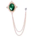 Luxus Vintage Hofstil Kreuz Brosche mit grünem Edelstein und doppelten Ketten für Herren Mantel. - Gold Grün