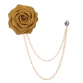 Goldene Rosen Brosche Quaste Kette Anzug Korsett Elegante Stoffblume Hochzeit Schmuck - Kurkuma