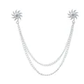 Silberne Sonne Kristall Doppelkette Kragen Nadel Hemd Revers Kette Mode Schmuck Zubehör - Silber Sonne