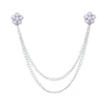 Perlen Blumen Doppelette Kette Hemd Kragen Nadel silberne Mode Brosche Kleidung Zubehoer - Silberne Perlenblume