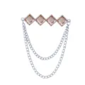 Herren Strass Quadrat Brosche mit Kette Quaste Anzug Zubehör Modeschmuck Geschenk - Hellbrauner Edelstein (Silberfassung)