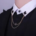 Herren Metall Poker Kreuz Kragen Nadel Kette Brosche Hemd Zubehoer Mode Variante. - Gold Pflaumenblüte