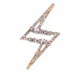 Exquisite rhinestone lightning brooch, gold tone crystal pin for stylish suit accessory. - Gold
