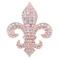 Exquisite rhinestone fleur-de-lis lapel pin, rose gold suit brooch accessory detail. - Gold