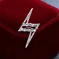 Sparkling rhinestone lightning brooch crystal lapel pin for unisex suit jacket clothing - Silver