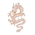 Broche de dragon chino dorado vintage, exquisito pin de insignia del zodiaco retro. - Dorado