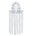 Silver crown lion head brooch with chain fringe tassel for men women coat suit accessories badge - Silver
