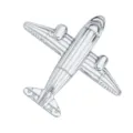 Broche de avión plateado clásico para hombre, accesorio de traje con diseño de jet retro. - Plateado