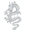 Broche de dragón estilo chino retro para hombres, insignia de zodiaco dragón para chaqueta. - Plateado