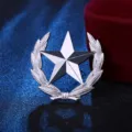 Broche de pentagrama de trigo plateado, insignia de metal elegante para cuello de hombre. - Gran Estrella de Trigo(0143) / Plateado