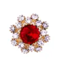 Rote Kristall Strass Blume Brosche Variante Reversnadel Schmuck Zubehör Damen Herren - Rot (Goldbasis)