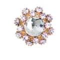 Gold-tone rhinestone flower lapel pin sparkling crystal mini brooch for suit collar decoration - White (Gold Base)