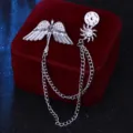 Zilveren engelen vleugels ketting kwast broche voor heren pak kraag speld mode sieraden detail - Zilver met kleine zon