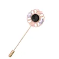 Broche épingle vintage en métal doré avec cristal noir pour veste de costume élégante - Noir (Sans Chaîne)