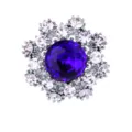Mini purple crystal brooch flower lapel pin for men women suit collar decorative jewelry item - Royal Blue (Silver Base)
