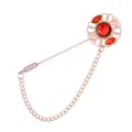 Broche épingle rétro vintage avec chaîne et gland, strass cristaux rouges pour costume homme femme - Rouge (Avec chaîne)