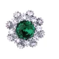 Elegant green crystal brooch silver tone flower lapel pin fashion jewelry gift for women - Green (Silver Base)