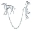 Elegant silver metal lady walking dog brooch fashion animal pin for women coat jacket decor - Silver