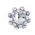 Silver crystal lapel pin, mini brooch with pink and clear stones, elegant suit accessory. - White (Silver Base)