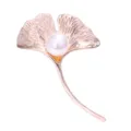 Elegant rose gold ginkgo leaf brooch with pearl for women and men fashion accessories chic pin - Ginkgo Leaf Style (1445) / Gold (With Pearl)