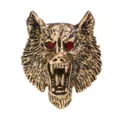 Retro 3D Tier Wolf Kopf Brosche Pin für Herren Anzug Vintage Revers Abzeichen Schmuck - Altgold