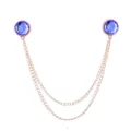 Élégante broche de col double chaîne strass mode coréenne accessoires chemise - Style Opale Bleue / Or
