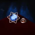 Broche de Solapa con Estrella de Cristal Azul Tono Oro Rosa Accesorio de Moda - Pin de Solapa Hexagrama / Diamante de Imitación Azul (Marco Dorado)