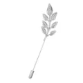 Silver leaf stick pin lapel brooch for men suit collar accessory minimal wheat ear design jewelry - Silver