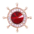 Gold ship helm brooch with red crystal and white rhinestones naval lapel pin for men suits - Gold / Red