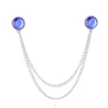 Chaine de col en cristal strass chemise broche double gland argente mode accessoire - Style Opale Bleue / Argent