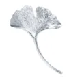Silver ginkgo leaf brooch pin, elegant botanical metal clothing accessory for daily wear. - Ginkgo Leaf Style (1445) / Silver (Without Pearl)