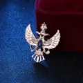 Doppeladler Krone Brosche Strass Herren Anzug Jacke Anstecknadel Abzeichen Schmuck Accessoire - Goldene Basis Blauer Strass (Klein)