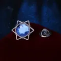Broche de estrella de cristal azul con diamantes de imitación, mini accesorio de joyería de solapa. - Pin de Solapa Hexagrama / Diamante de Imitación Azul (Marco Plateado)