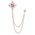 Vintage Gold Kreuz Brosche mit doppelten Ketten, stilvolles Kragenaccessoire für Hemden und Anzüge. - Gold / Rosa
