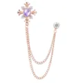 Rosegold Kreuz Quaste Brosche Nadel für Herren und Damen, stilvolle Kragenkette Kette. - Gold Basis Violetter Strass